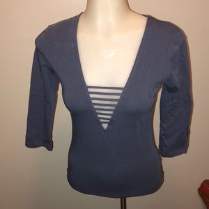 Express Low Cut V Neck Long Sleeve T shirt